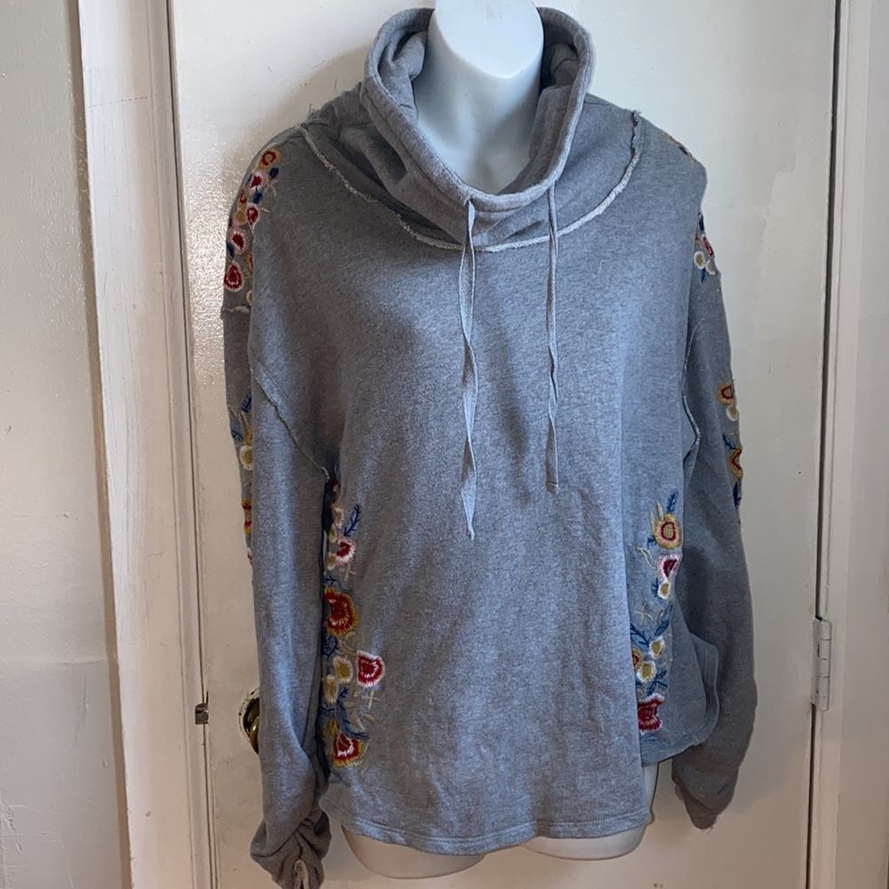 SUNDANCE Botanic Embroidered Cowl-neck Sweatshirt-S - Picture 2 of 7